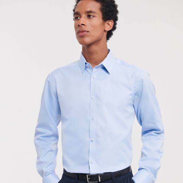 Russell Collection Long Sleeve Herringbone Shirt Thumbnail